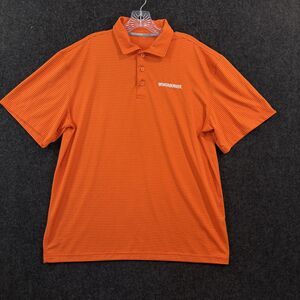 Whataburger Polo Shirt Men's Large Orange Striped Polyester Workwear Uniform
